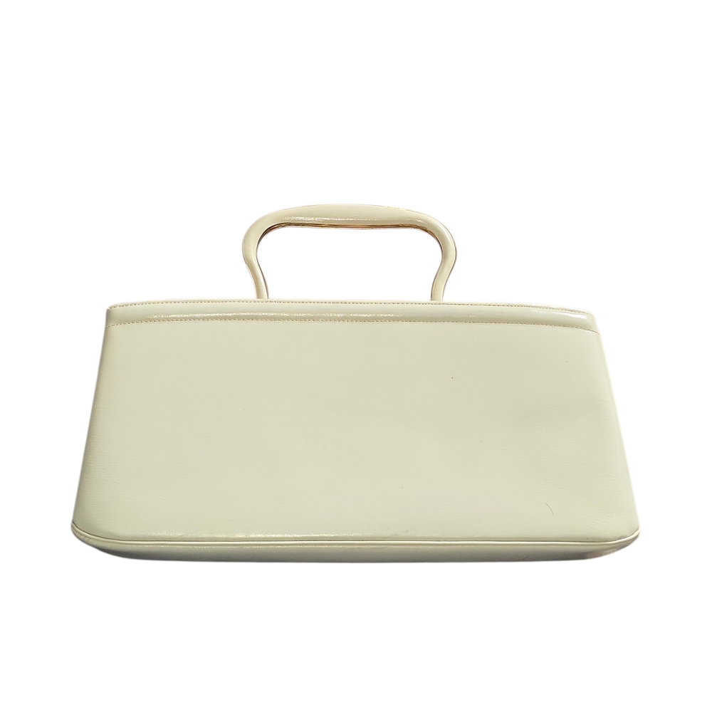 Block Vintage Elegant Cream Handbag Tuck Away Handle 10.5" X 5"